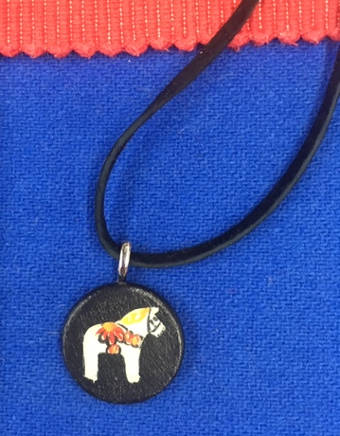Scandinavian Hand Painted Dala Horse Necklace