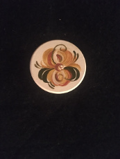 Scandinavian Hand Painted Wooden Flower Pin